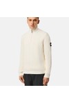 Weekend Offender Mens White Snetterton Rib Funnel Neck Jumper