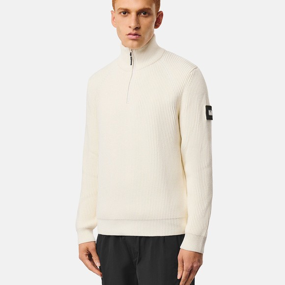 Weekend Offender Mens White Snetterton Rib Funnel Neck Jumper main image