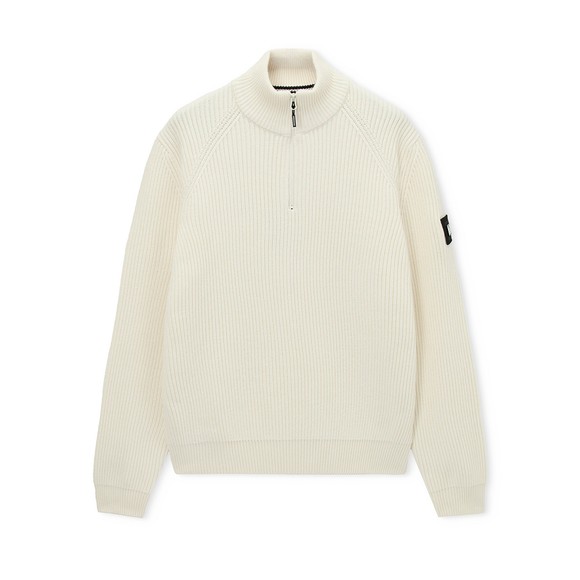 Weekend Offender Mens White Snetterton Rib Funnel Neck Jumper main image