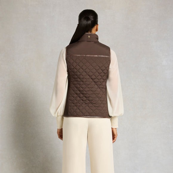 Holland Cooper Womens Brown Boughton Diamond Quilt Gilet #4