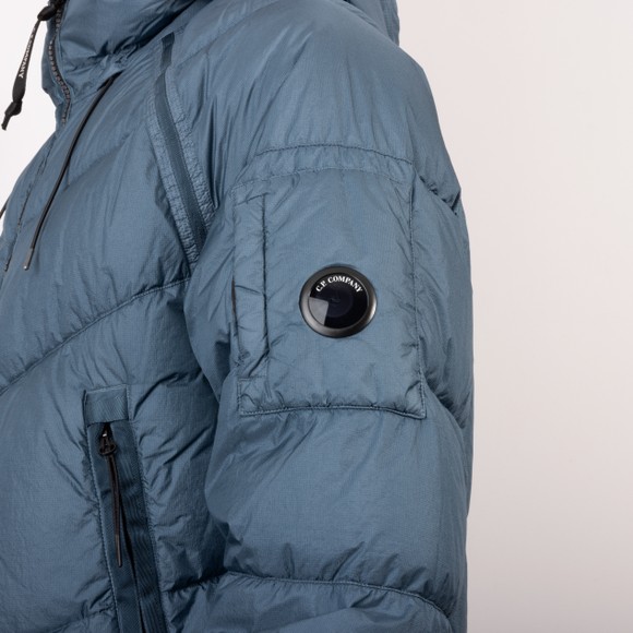 C.P. Company Mens Blue Down Shield Lens Hooded Puffer Jacket #3