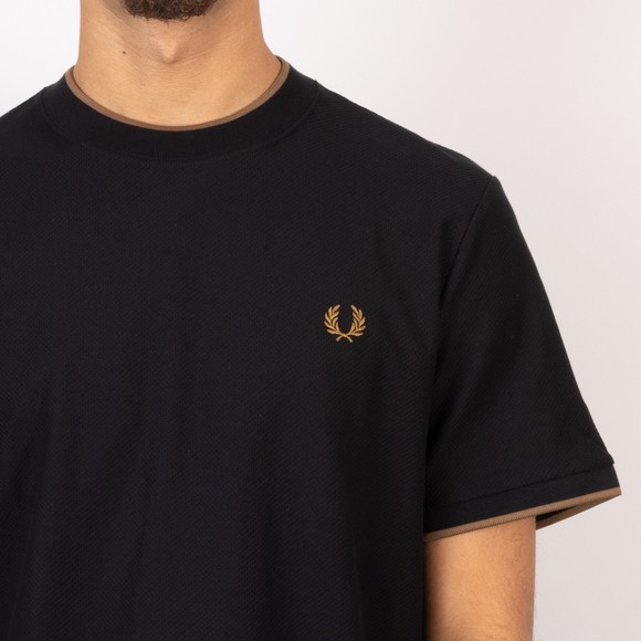 Fred Perry Mens Black Tipped Pique T-Shirt #3