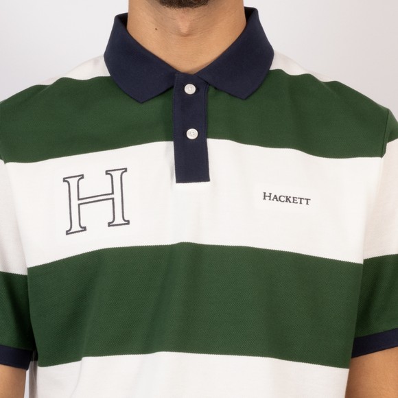 Hackett Mens Green Heritage H Stripe Polo main image