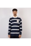 Hackett Mens Blue Heritage Stripe Rugby Shirt