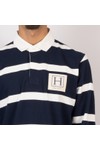 Hackett Mens Blue Heritage Stripe Rugby Shirt