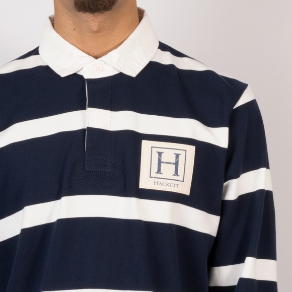 Hackett Mens Blue Heritage Stripe Rugby Shirt main image