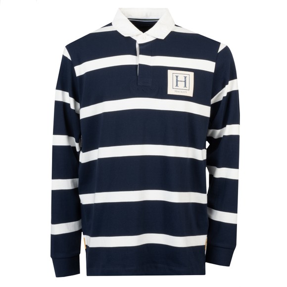 Hackett Mens Blue Heritage Stripe Rugby Shirt main image