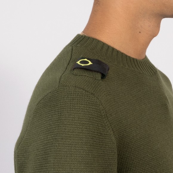 Ma.Strum Mens Green Oka Crewneck Knitted Jumper #3