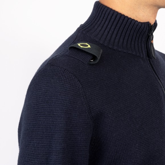 Ma.Strum Mens Blue Sarl Knitted Half Zip Jumper #3