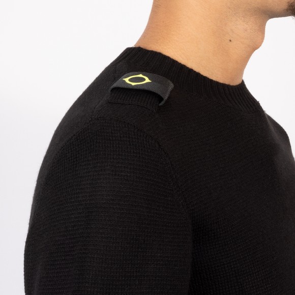 Ma.Strum Mens Black Oka Crewneck Knitted Jumper #3