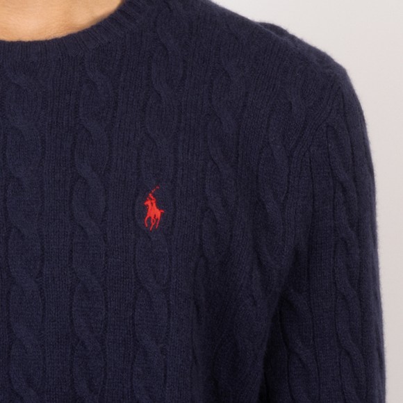 Polo Ralph Lauren Mens Blue Cable Knit Wool-Cashmere Jumper  #3