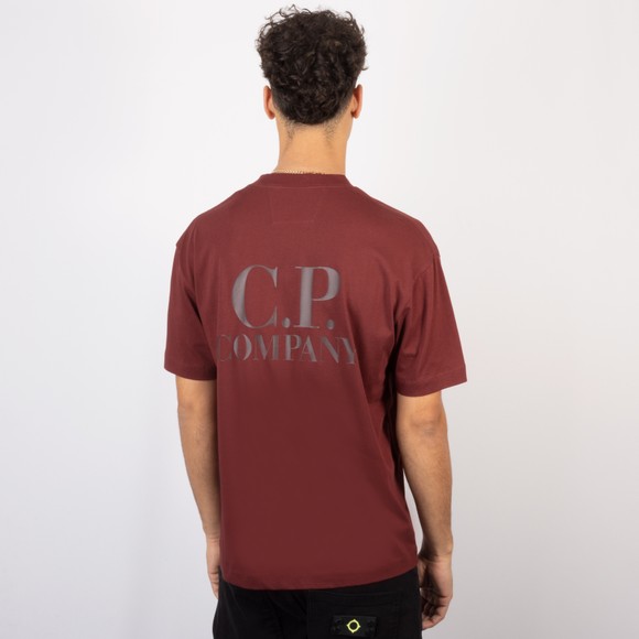 C.P. Company Mens Red Jersey Short Sleeve Logo T Shirt #4