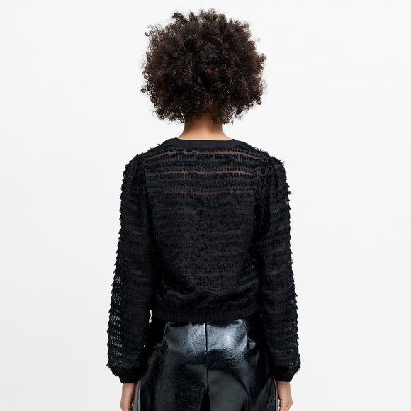 French Connection Womens Black Alana Textured Chiffon Blouse #4