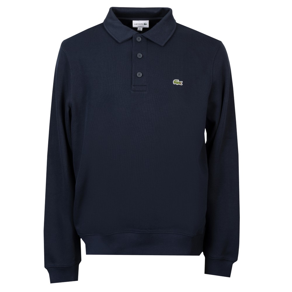 Ribbed Cotton Polo Collar Sweatshirt