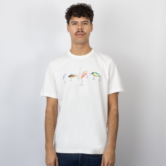 PS Paul Smith Mens White Fish Hooks T-Shirt #3