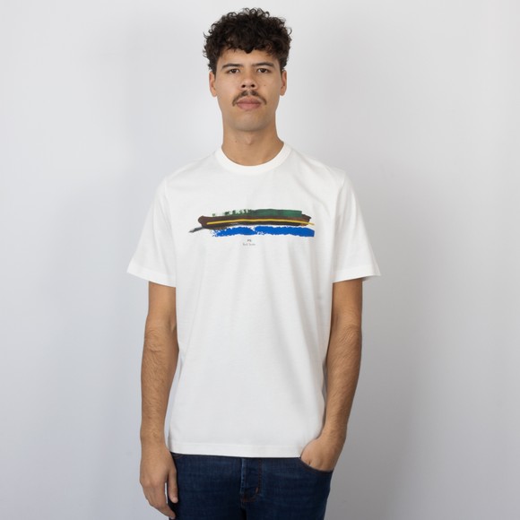 PS Paul Smith Mens White Paint Stripe T-Shirt #3