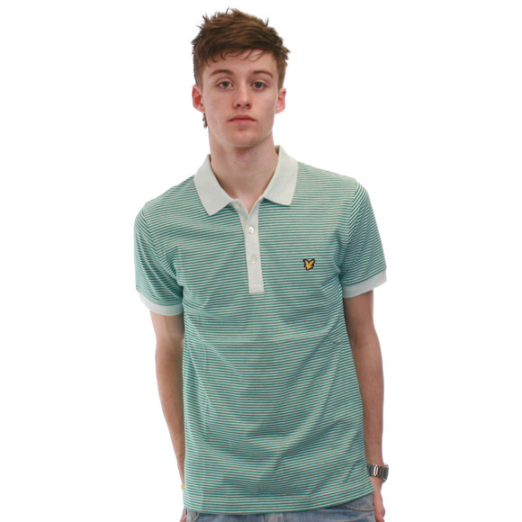 Lyle & Scott Mens Turquoise Lyle & Scott Acid Mint Fine Stripe Polo main image