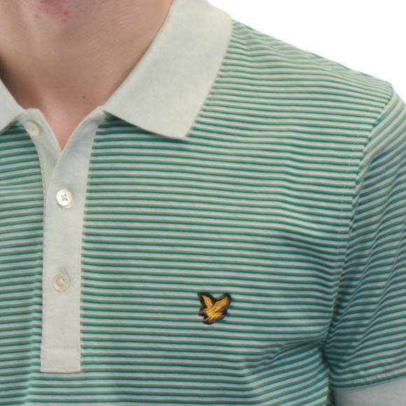 Lyle & Scott Mens Turquoise Lyle & Scott Acid Mint Fine Stripe Polo main image