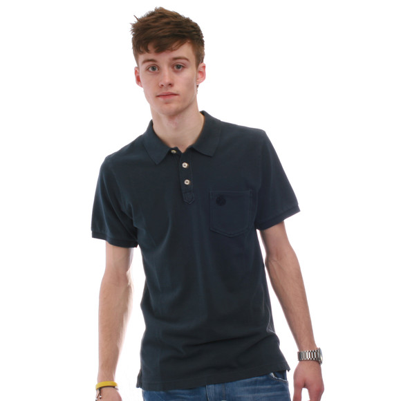 Pretty Green Mens Blue Pretty Green Chest Badge With Pocket Navy Polo main image