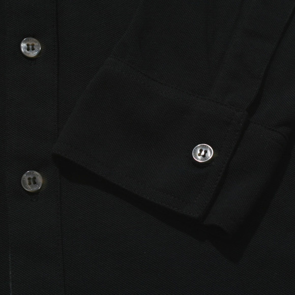 Pretty Green Mens Black Pretty Green Long Sleeve Pique Polo Shirt main image