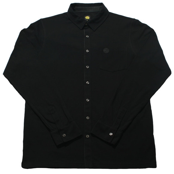 Pretty Green Mens Black Pretty Green Long Sleeve Pique Polo Shirt main image