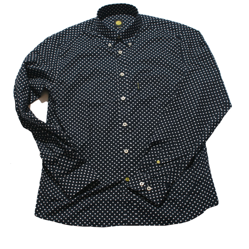 Pretty Green Navy LS Printed Polka Dot Shirt Masdings