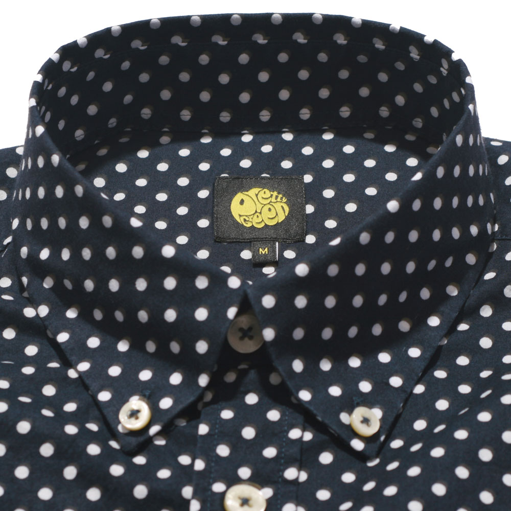 Pretty Green Navy LS Printed Polka Dot Shirt Masdings