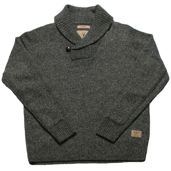 Gant Mens Grey Gant CV Lambswool Grey Shawlcollar Jumper main image