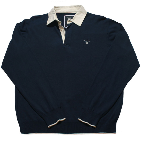 Gant Mens Blue Gant Cotton Blue LS Rugger Polo Top main image