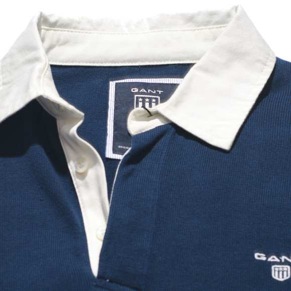 Gant Mens Blue Gant Cotton Blue LS Rugger Polo Top main image