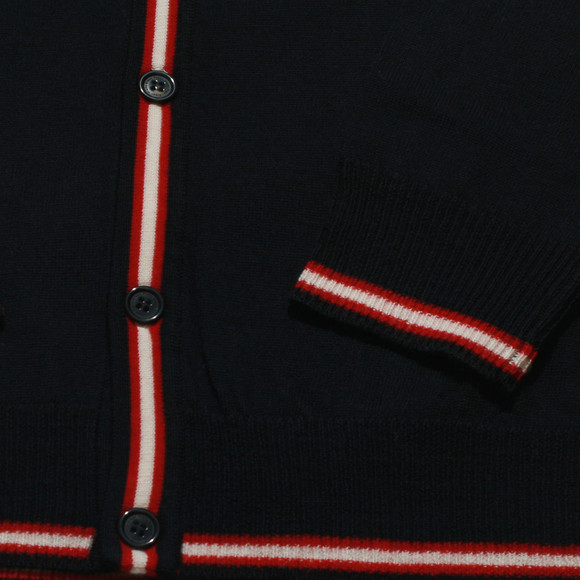 Pretty Green Mens Blue Pretty Green Navy/Red Tipped V Neck Cardigan main image