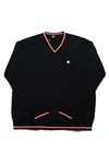 Pretty Green Mens Blue Pretty Green Tipped Navy/Red V Neck Merino Jumper