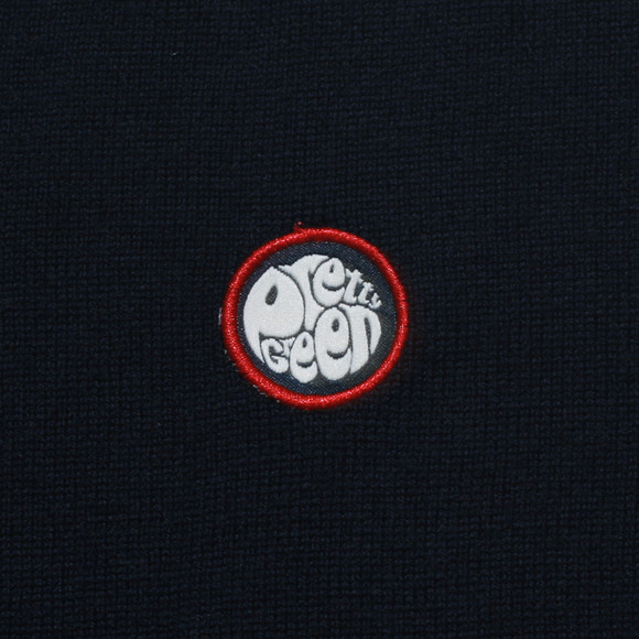 Pretty Green Mens Blue Pretty Green Tipped Navy/Red V Neck Merino Jumper main image