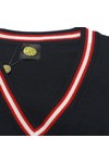 Pretty Green Mens Blue Pretty Green Tipped Navy/Red V Neck Merino Jumper