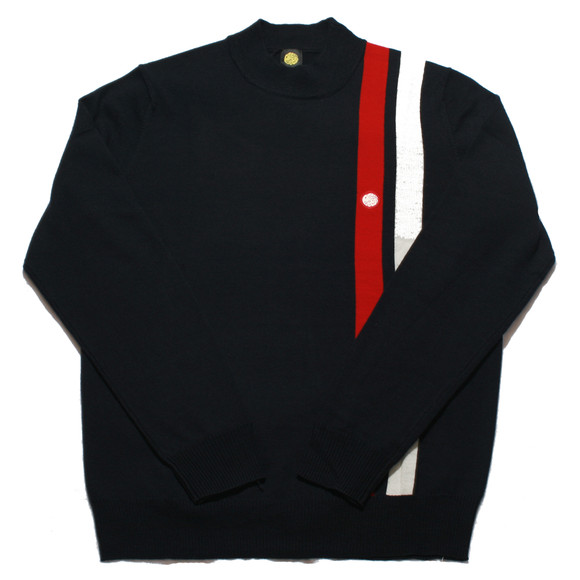 Pretty Green Mens Blue Pretty Green Navy/Red Turtle Neck Jumper main image
