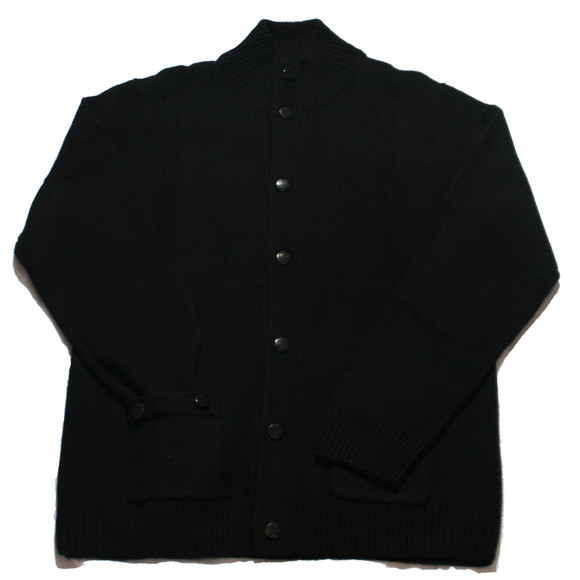 Pretty Green Mens Black Pretty Green Black Funnel Collar Cardigan main image