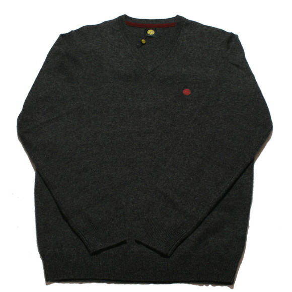 Pretty Green Mens Grey Pretty Green Charcoal V Neck Lambswool Jumper main image