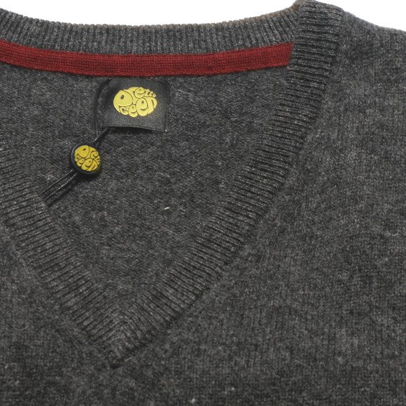 Pretty Green Mens Grey Pretty Green Charcoal V Neck Lambswool Jumper main image