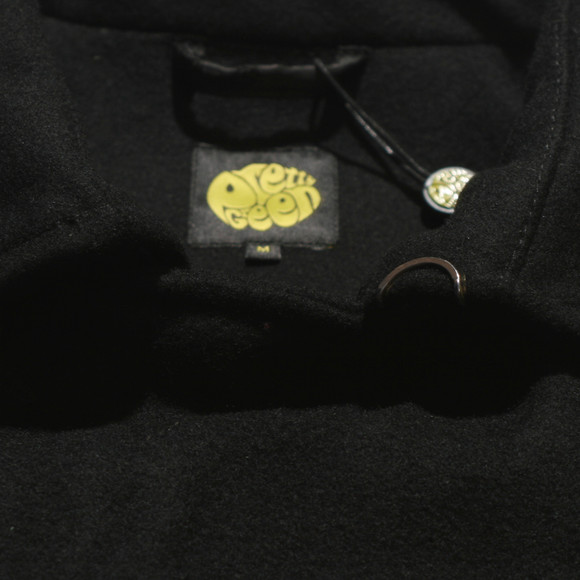 Pretty Green Mens Black Pretty Green Black Wool Zipped Pea Coat main image