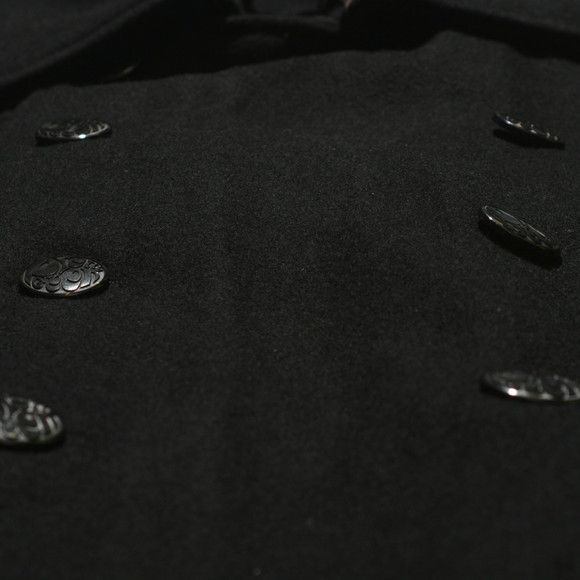 Pretty Green Mens Black Pretty Green Black Wool Zipped Pea Coat main image