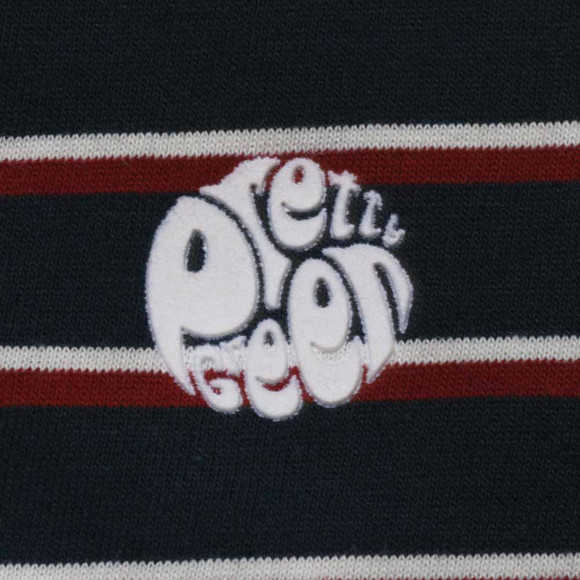 Pretty Green Mens Blue Pretty Green Navy Striped Jersey Polo main image