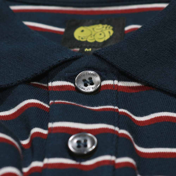 Pretty Green Mens Blue Pretty Green Navy Striped Jersey Polo main image