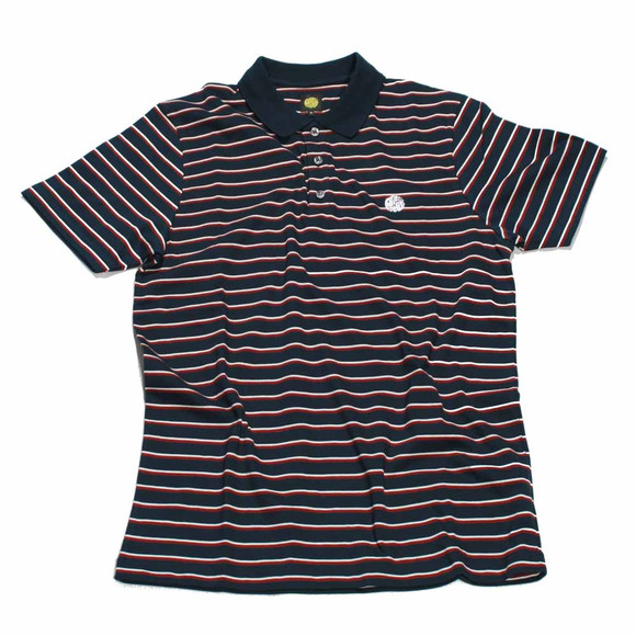 Pretty Green Mens Blue Pretty Green Navy Striped Jersey Polo main image