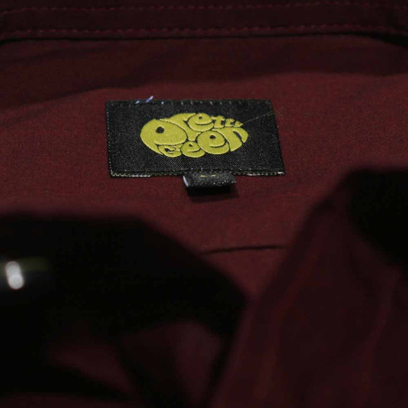 Pretty Green Mens Red Pretty Green Burgundy LS Penny Collar Shirt main image