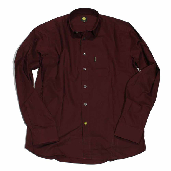 Pretty Green Mens Red Pretty Green Burgundy LS Penny Collar Shirt main image