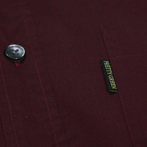 Pretty Green Mens Red Pretty Green Burgundy LS Penny Collar Shirt main image