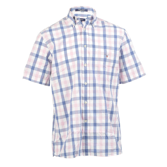 Gant Mens Pink Gant Pink/Blue A P Melange Poplin BD SS Check Shirt main image