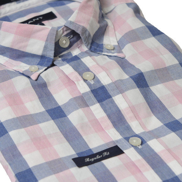 Gant Mens Pink Gant Pink/Blue A P Melange Poplin BD SS Check Shirt main image