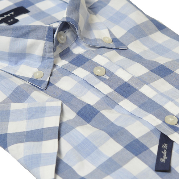 Gant Mens Blue Gant Capri Blue A P Melange Poplin BD SS Check Shirt main image