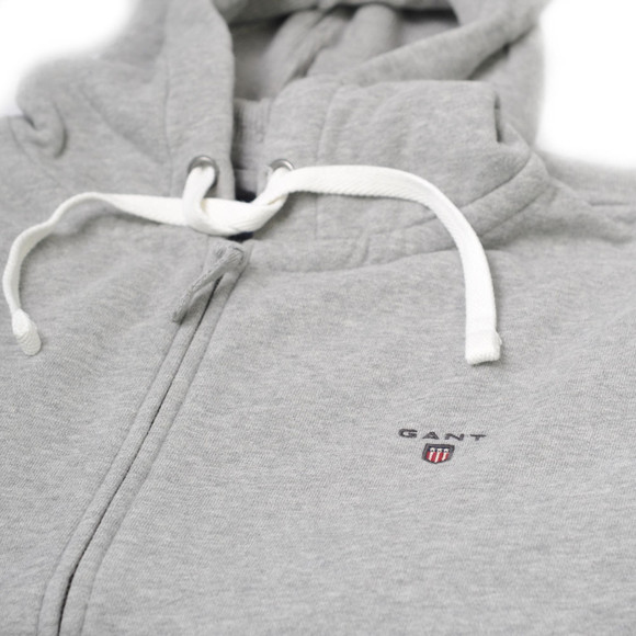 Gant Mens Grey Gant Grey Melange Basic Full Zip Hoody main image